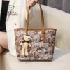 Little Bear Canvas Bag Women's 2023 New Tote Bag Women's Bag Versatile Fashion One Shoulder Large Capacity Travel Bag - Image 2