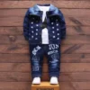 3pcs Jeans Suit Jacket Cotton T-Shirt Pants Spring Autumn Suit Baby Boy Girl Clothes Infant Set Kids 1-4 Years Sport Clothing - Image 2