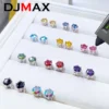 DJMAX 0.5-2ct Colorful Moissanite Diamond Stud Earrings for Women Orginal 925 Sterling Silver Sparkling Moissanite Studs 2024 - Image 4