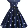 2024 Women Summer Dress Vintage Polka Dot Print Robe Femme Sundress Vestidos Party Dress