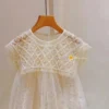 New 2023 Girls Prin cess Dress Casual Spring Summer Children's Wear Korean Pearl Neck Princess Dress Fashion Yarn Dress Dress - Image 3