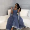 AsaNagi Light Blue Chiffon Evening Dresses Women Elegant Long Cape Formal Party Prom Gown 2024 Saudi Arabia
