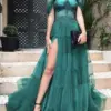 Aileen Long Wedding Party Dress Women Elegant Luxury Evening Dresses 2024 Green Mesh Layered Ball Gowns Formal Dresses for Prom