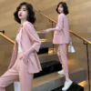 Suit Coat Women's 2023 Summer New Korean Style Fashion Temperament Foreign Style Large Casual Net Red Suit Two-piece Set - Image 4