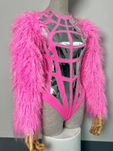 Carnival pink Tassels Mirror Bodysuit stage sexy gogo Lady Gaga Beyonce Madonna SWIFT Avril party gala Special occasion - Image 2