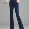 Women High Waist Flare Pants Korean Fashion Vintage Office Lady Elegant Suit Pants Casual Female Stretch Long Straight Trousers