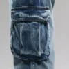 Men Cargo Casual Washed Jeans Trousers Multi Pockets Straight Loose Denim Pants For Male Plus Size 30-46 - Image 6