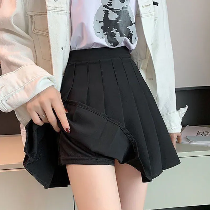 High Waist Skirts For Women Korean Style Y2k Kawaii Black Mini Skirt Female Sexy Plaid Miniskirt Summer Girls School Uniform