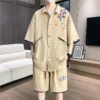 Fashion 2024 Summer Loose Men's Sets Casual Short Sleeve Cotton Shirts&Shorts Streetwear Japanese Tee-Shirt Two-Piece Tracksuits - Image 4