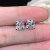 Solid White Gold AU585 Platinum PT950Four claws diamond earrings women's earrings new 14k simple trend - Image 5