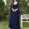 Lucyinlove Luxury Chiffon Long Sleeves Navy Evening Dress Long 2024 Elegant Dress Wedding Party Prom Arabia Cocktail Dress Gown