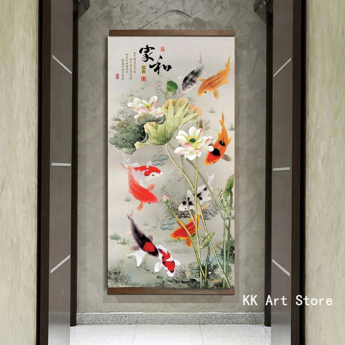Chinese Painting Nine Koi Canvas Painting HD Printing Lucky Fish Poster Modern Wall Art Picture Living Room Bedroom Decor Gift