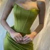 Cindy Satin Cocktail Green Strapless Sexy Mermaid Elegant Party Dress for Women 2024 Dubai Luxury Evening Womens Dresses Long