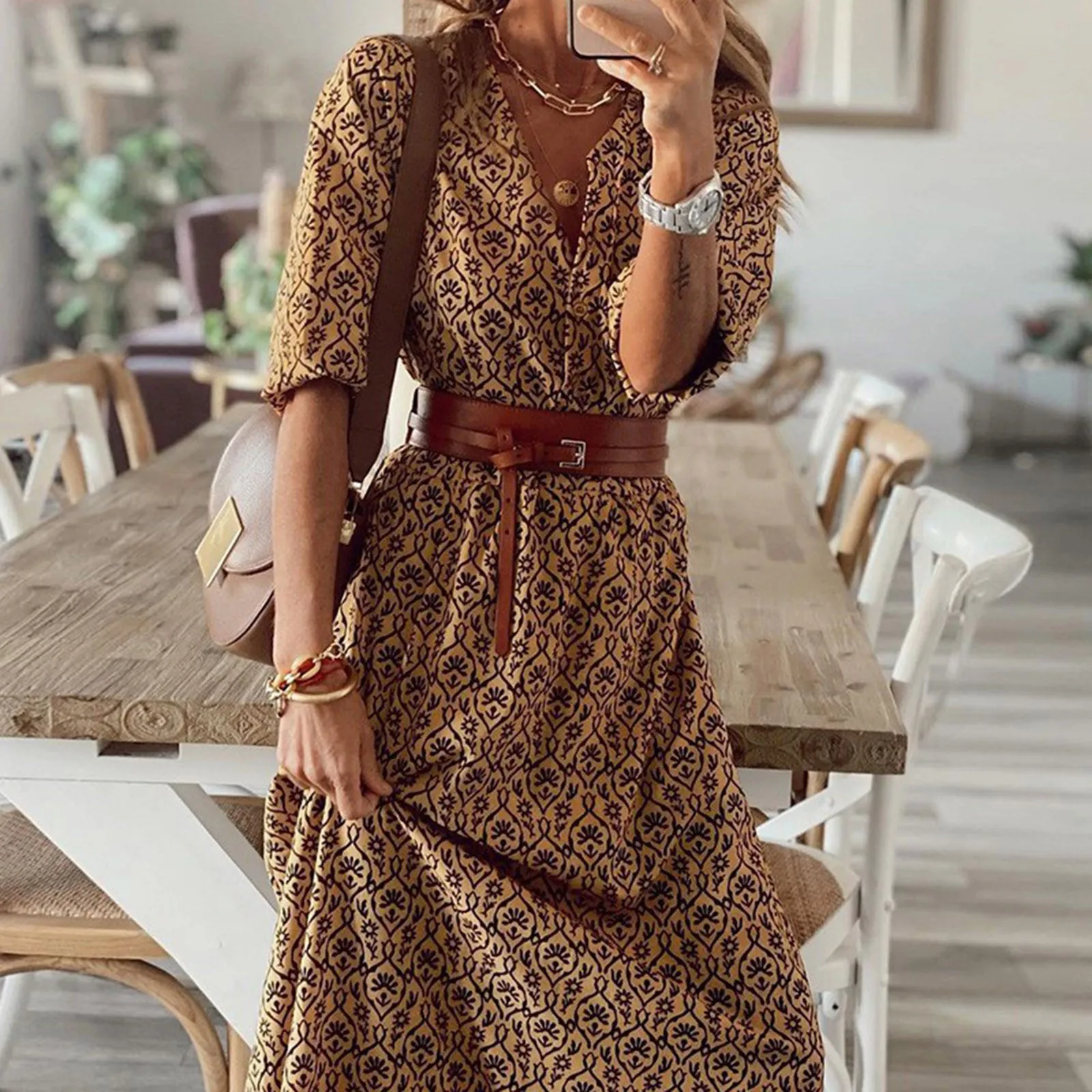 2024 New Summer Women Dress Elegant Evening Party Dresses Vintage Printed Sundress Vestidos Holiday Beach Dress
