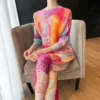 ALSEY Miyake Loose High Printing Two Piece Set Fall Spring Summer New Pleated Plus size Korean long sleeve top Simple Trousers - Image 4