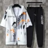 Summer Men's Sets Korean Fashion Hooded outfit set Short Sleeve Hooded Tops Casual Trousers Men Clothing 2 Piece Set tracksuit - Image 4