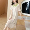 2024 Summer White Silk Satin Patchwork Batwing Sleeve Luxury Long Dress for Women Korean Vintage Elegant Loose Party Vestidos - Image 3