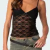 CHRONSTYLE Women Y2K Sleeveless Strap Camis Tops V Neck Summer Lace Mesh See Through Tank Slim Fit Mini Vest Streetwear 2023 New