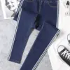 Side Stripe High Waist Jeans Pencil Pants Skinny Women New Big Size 5xl Ankle-length Vaqueros Pantalones Casual Denim Spodnie