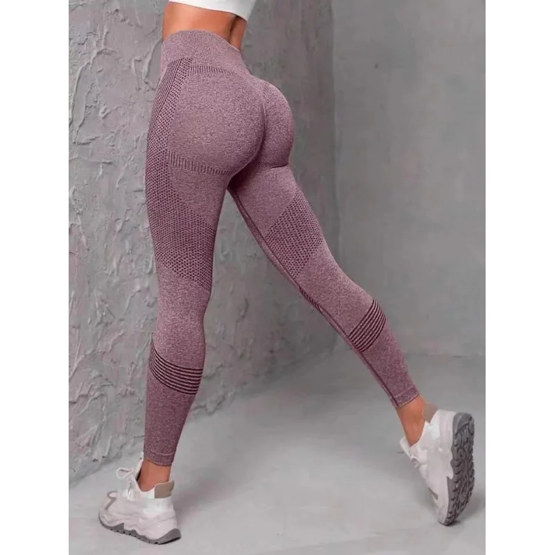 2024 Solid Color Hip Lift Yoga Pants Sports Fitness Legging Solid Color High Waist Gym Sports Seamless Pants Dropshipping