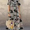 2023 ZANZEA Vintage Summer Women Dress Short Sleeve Geometric Printed Sundress Robe Femme Bohemian Maxi Long Dresses Vestidos