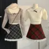 Kpop Streetwear Plaid Skirt High Waist Basic A-Line Skirt Gyaru Preppy Style School Streetwear 2023 Autumn Winter High Street