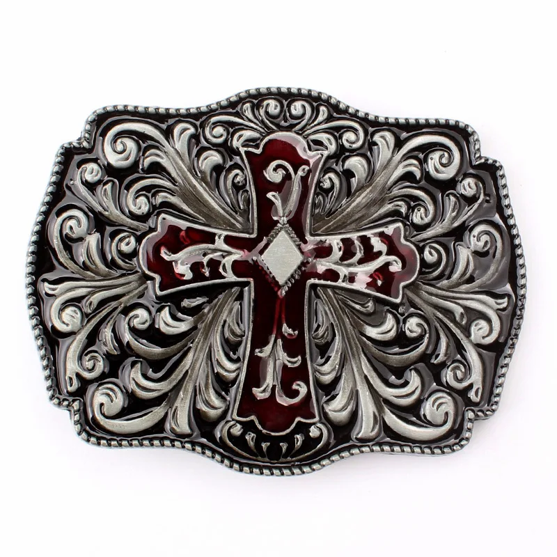 Cross Pattern Men Belt Buckle, Homemade Handmade Waistband Components, ALLOY
