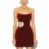 Ailigou 2023 New Summer Women's Sexy Strapless Hollow Diamond Heart Luxury Wine Red Tight Mini Dress Elegant Evening Party Dress