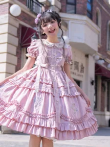 Lolita Op Short Sleeve Pastoral Style Dress 2024 Summer Dresses New Fashion Round Neck Cute Girly Style Doll Collar Dress Women - Image 2