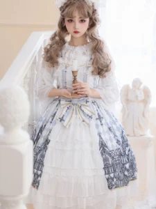 KIMOKOKM Diablo Lolita Style Sweet Square Collar JSK Princess Dress Bow Sleeveless Lace Ruffles Girly Gothic Camisole Dress - Image 4