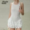 PixieKiki Sleeveless Ruffle Tiered Dress Girly Y2k Cutecore White Ribbed Mini Dresses Summer Clothes Women 2024 P92-CI25 - Image 4