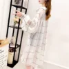 Letter Plaid Print Oversized Button Up Shirt Dresses for Women Fashion Turn-down Collar Loose Casual Long Sleeve Midi Dress Robe - Image 2