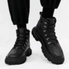 Mens Winter Boots Ankle Tooling Winter Casual Leather Shoe Lace-up High Top Outdoor Fashion Soft Designed Hard-wearing Male Boot - Image 5