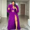 Fluffy Tulle Coat Women Long Sleeve Maxi Ruffled Party Prom Tulle Dresses Photography Casual Fashion Music Festival Gown 2023