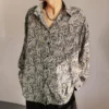 Korean Version Spring Summer Vintage Long Sleeve Lapel Loose Trend Handsome Fashion Casual Printed Thin Hong Kong Breeze Shirts - Image 4