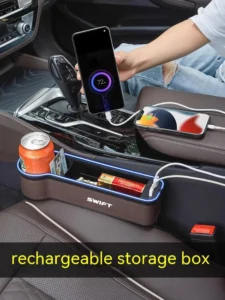 Car LED 7 Color Universal Sewable Chair Storage Box For Suzuki Swift Auto USB Cable One Meter Long Storage Box Accessories - Image 3