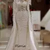 White Pearls Evening Dresses Middle East Mermaid Prom Dress For Weddings Robes De Soiree Luxury Plus Size Beading Party Gowns