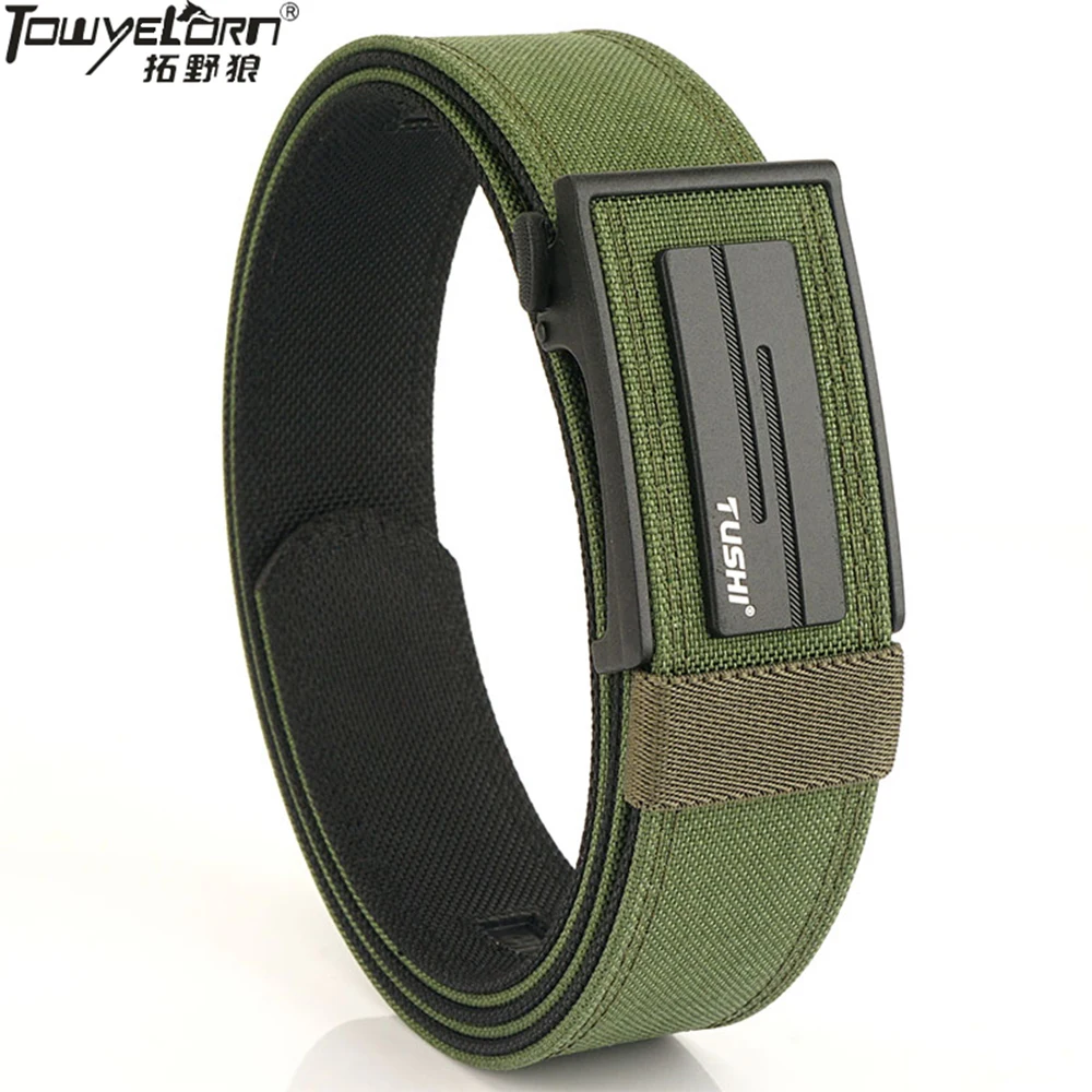 TOWYELORN Hard Tactical Belt for Men Metal Automatic Buckle Gun Belt 1100D Nylon Military Belt IPSC Outdoor Sports Girdle Male