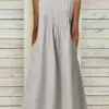 ZANZEA Summer Casual Tank Dress Woman Sleeveless O-Neck Solid Color Vestidos Fashion Pleated Design Robe Female Elegant Sundress