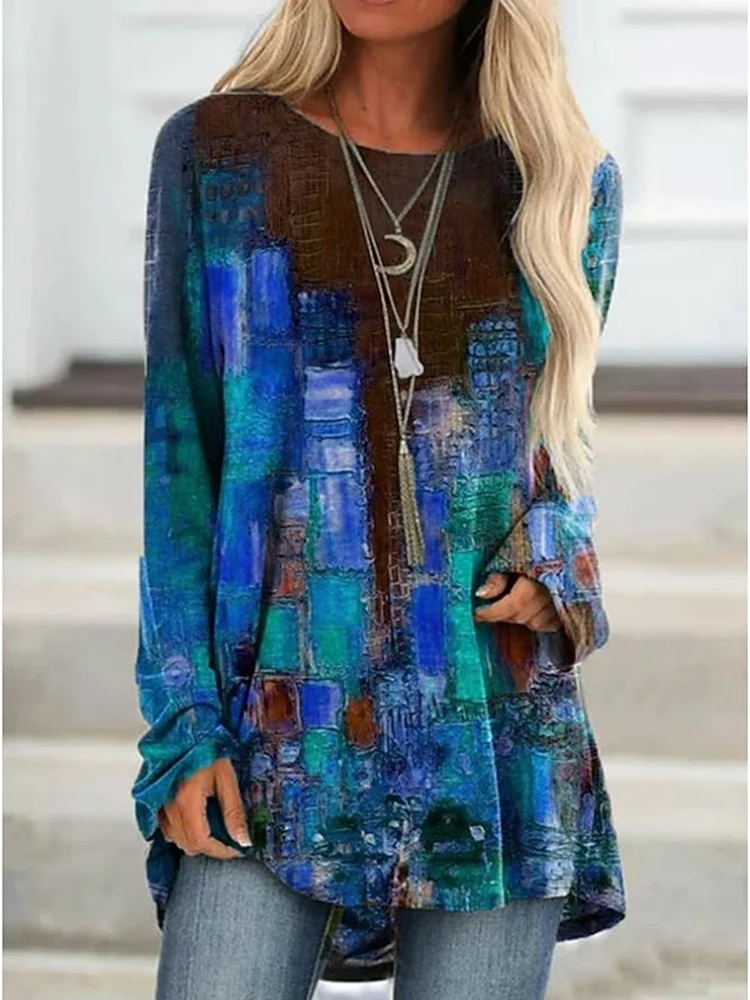 Autumn And Winter Fashion Long-Sleeved 2023 New Women'S T-Shirt Loose Version Of Casual Top Round Neck Large Version Of Clothing