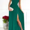 Fashion Print Long Dresses Women Summer Off Shoulder Backless Hollow Out Dress Elegant Chic High Waist Slit Slim Party Dresses