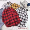 VERSMA Korean Harajuku Graffiti Printed Checkered Plaid Shirt Men Autumn Hip Hop Streetwear BF Unisex Shirts Women Dropshipping - Image 3