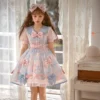 Princess OP Dress Women Vintage Kawaii Bunny Candy Print Lace Bow Pearls Party Dresses Girly Cute Fairy Dresses - Image 3