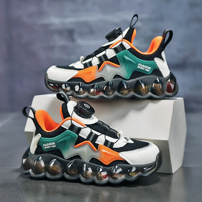 New Young Children Casual Sneakers Girls Jelly Sole Shoes Kids Breathable Mesh Trainers Casual Air Bubule Boys Running Shoes