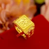 Gold shop with 999 gold ring men's fortune adjustable 5D real gold ring smooth sailing domineering male ring - Image 5