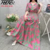 Dresses for Women Robe Indian Korean Bohemian Floral Cotton Beach Chinese Style Casual Vintage Dress V-Neck Vestidos De Mujer - Image 2