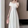 White Dresses for Women Classy Summer Short Sleeve V-Neck Blackless Sexy Long Dress 2024 Red Bodycon Luxury Party Evening Dress