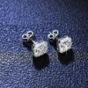 Luxury Platinum Pt950 Moissanite Diamond Earrings for Women Deluxe Square Wrap D Color Wedding Earrings Jewelry - Image 3