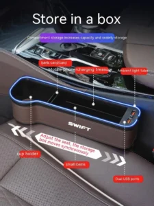 Car LED 7 Color Universal Sewable Chair Storage Box For Suzuki Swift Auto USB Cable One Meter Long Storage Box Accessories - Image 4