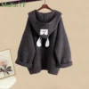 2023 Autumn/Winter New Fashion Hooded Knit Sweater Dress Two Piece Suit Women's Korean Elegant Cardigan Strap Skirt Matching Set - Image 6